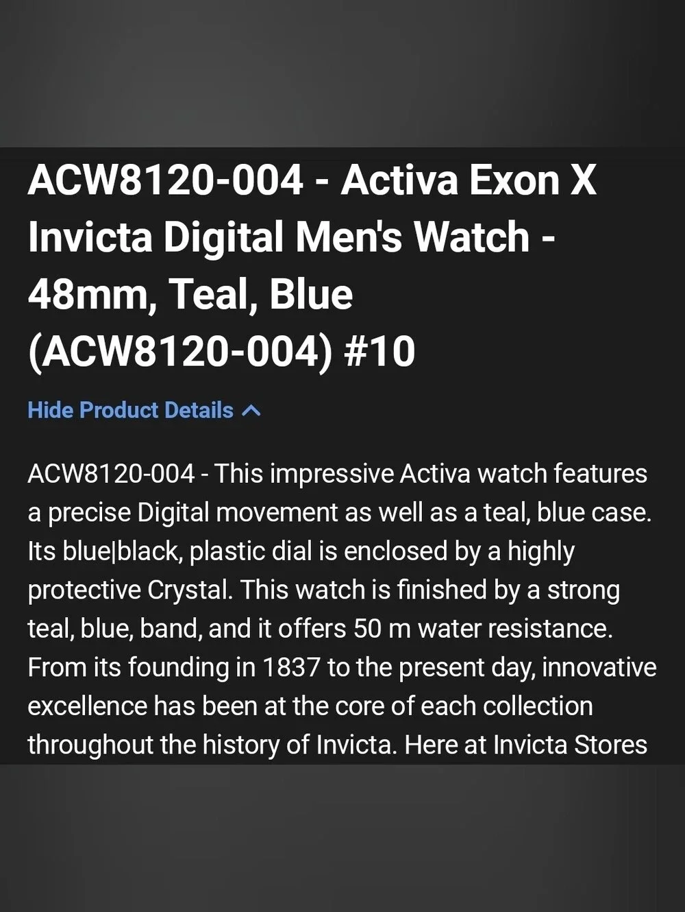 Activa Exon X Invicta Digital Men's Watch - 48mm Teal ACW8120-004 Multifunction